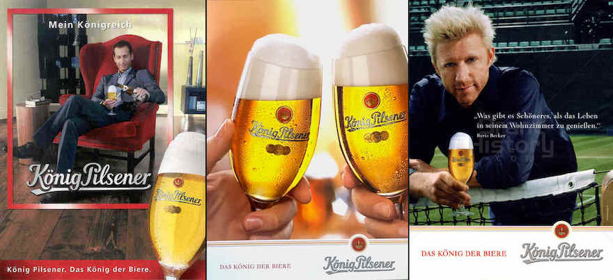 Werbemotive König Pilsener von 2002 (links) und 2005