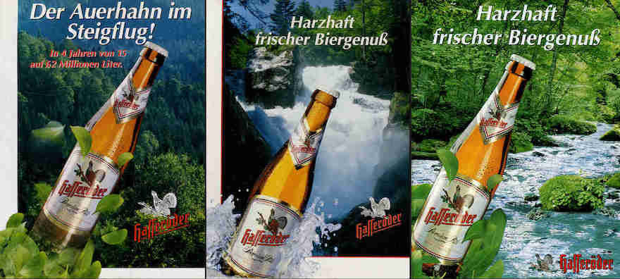Hasseröder Werbemotive von 1993, 1994 und 2000 (v.l.)