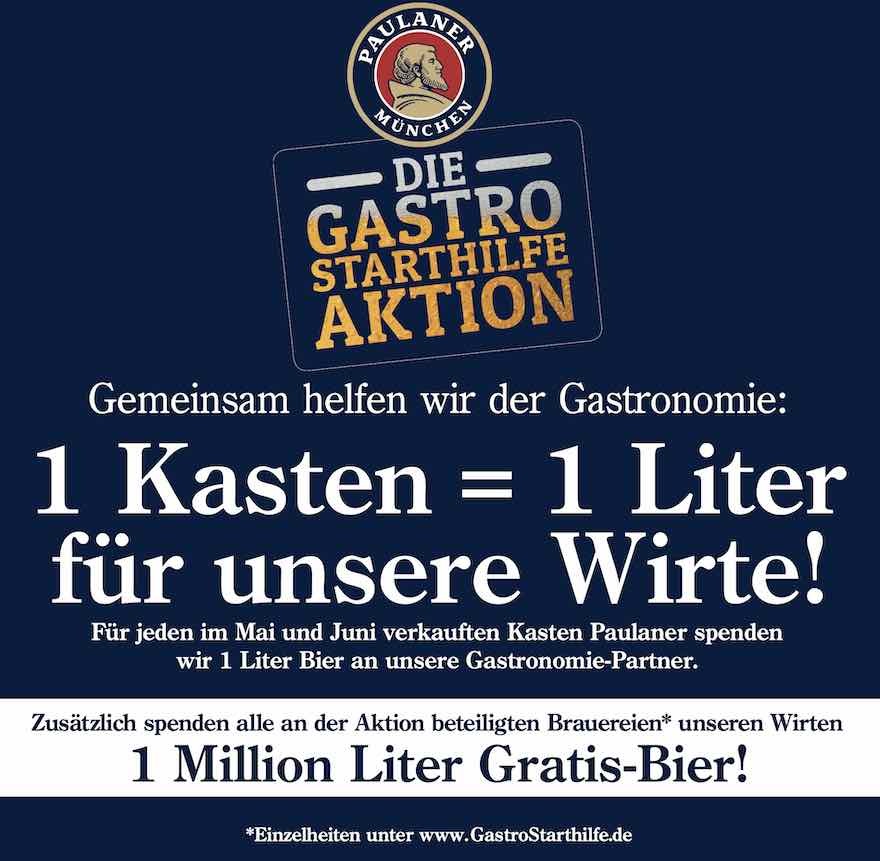 Paulaner-Hilfsaktion für die Gastronomie