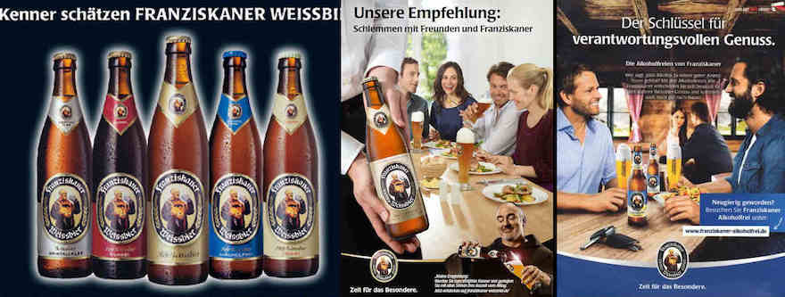 Franziskaner Werbung von 2005, 2010 und 2015
