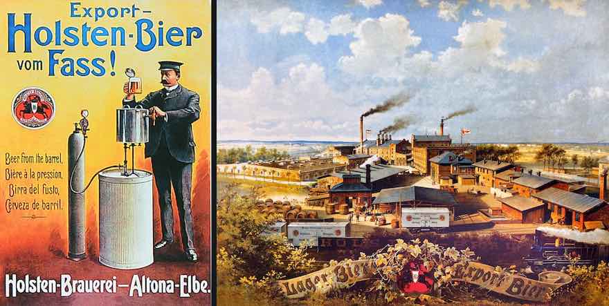 Holsten-Werbemotive von 1880 (links) und 1900