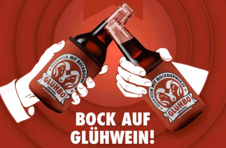 Werbung der Brauerei für "Glühbo"