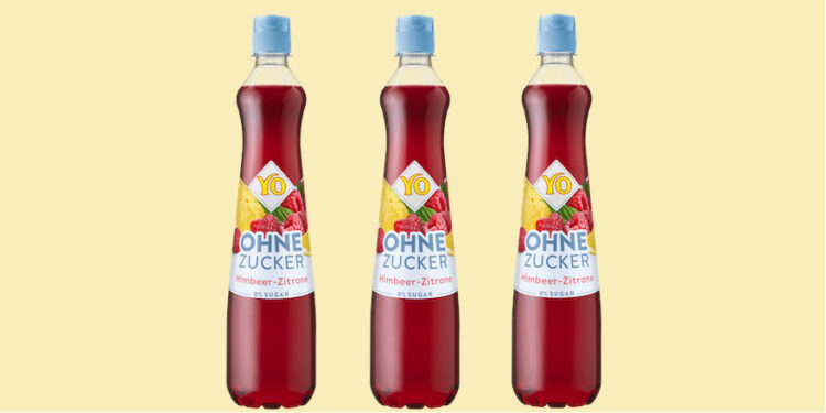 Drei Flaschen Yo Fruchtsirup ohne Zucker Himbeer-Zitrone