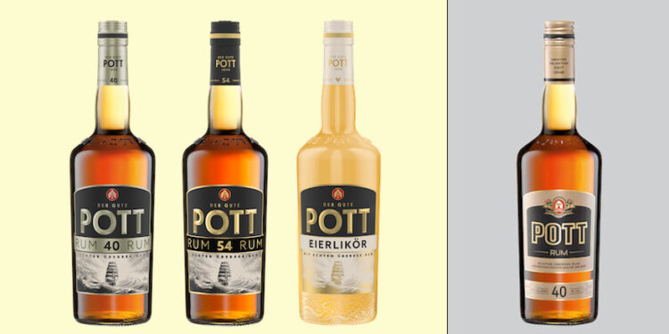 Drei Sorten Pott im neuen Design und zum Vergleich Pott 40 in der alten Ausstattung