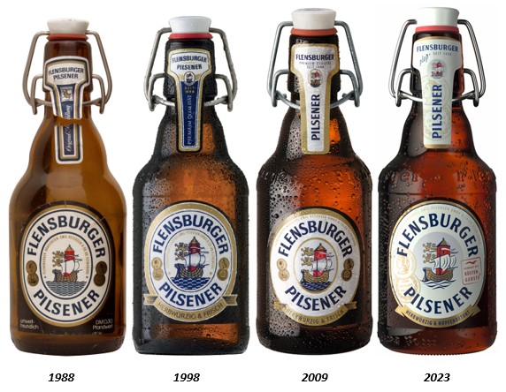 Evolution statt Revolution: die Flensburger Etiketten seit 1988 (Foto: Flensburger)
