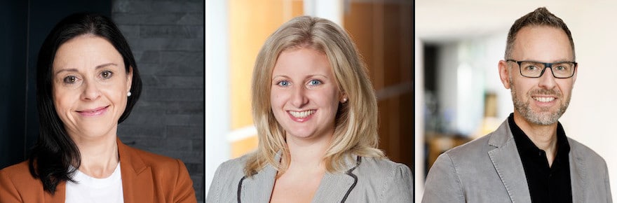 Porträts Kristina Weber, Stephanie Schieszl und Tobias Richter