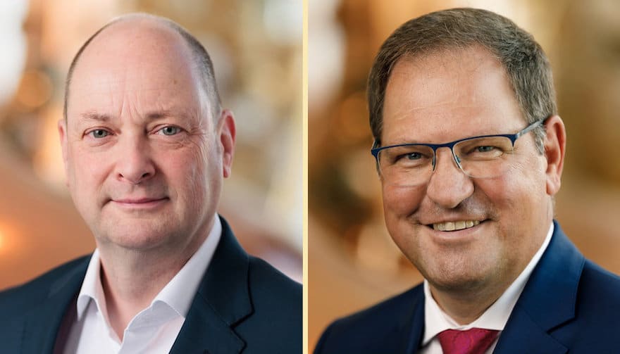 Bitburger Außendienst: Thomas Kröffges (links), Vertriebsdirektor Handel, und Rainer Noll, Direktor Außer-Haus-Markt (Foto: Bitburger Braugruppe)