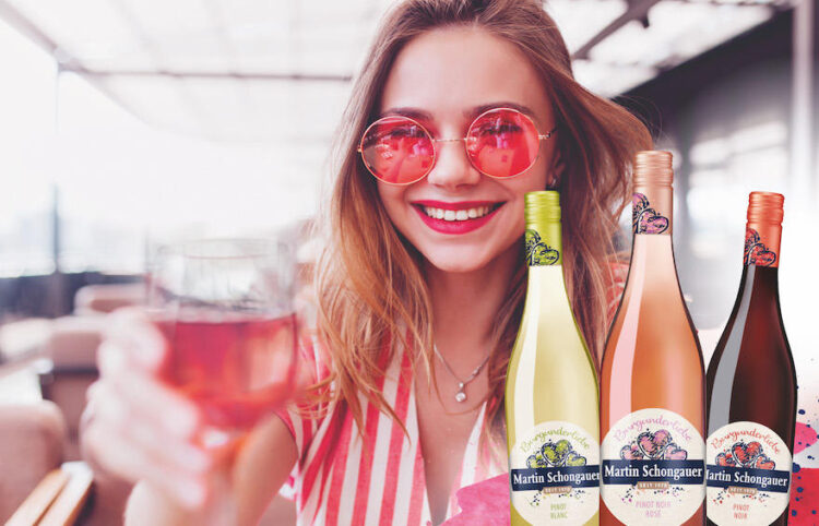 Trio in Weiß, Rosé und Rot