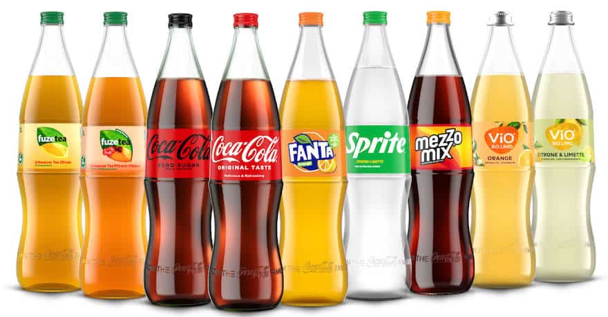 Fünf weitere Sorten sind bald in der 1-Liter-Mehrweg-Glasflasche erhältlich (Foto: Coca-Cola)