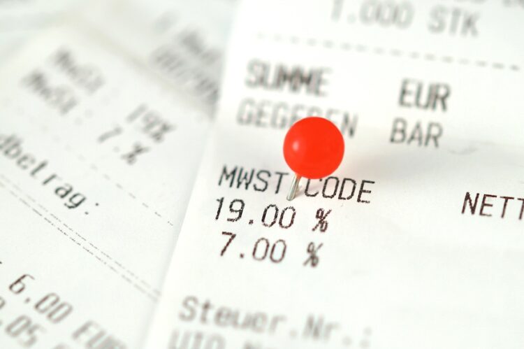Kassenzettel mit zwei Mehrwertsteuersätzen