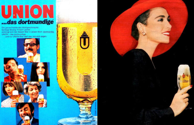 Werbemotive von Konig Pilsener und Dortmunder Union