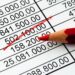Rotstift auf einer Bilanz