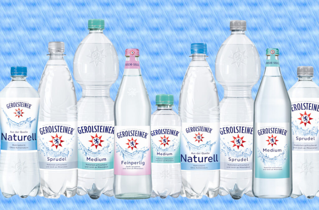 Foto Mineralwassersortiment Gerolsteiner im aktuellen Design