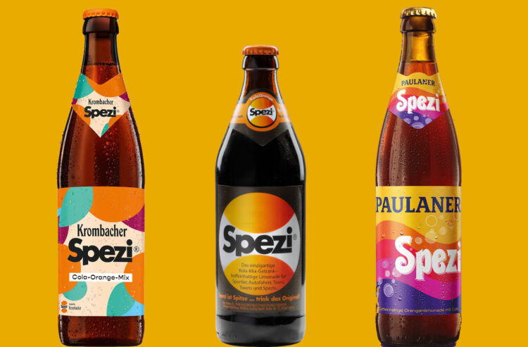 Flaschenfotos vom Krombacher Spezi, Original Spezi und Paulaner Spezi
