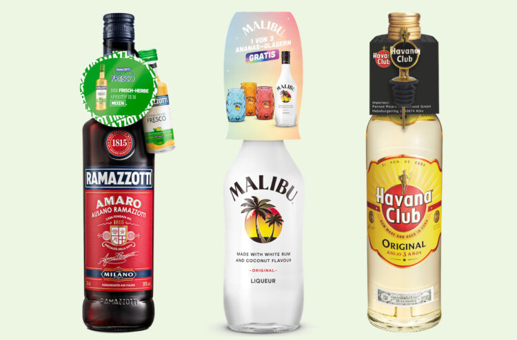 Ramazzotti, Malibu und Havana Club mit Onpacks