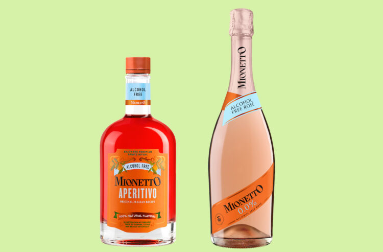 Je eine Flasche Mionetto Aperitivo alkoholfrei und Mionetto 0,0% Rosé