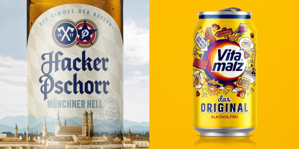 Foto Etikett Hacker Pschorr und Dose Vitamalz