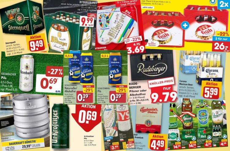 Kollage mit Bier-Angebotspreisen