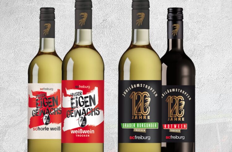 Abbildung der vier Lizenzweine