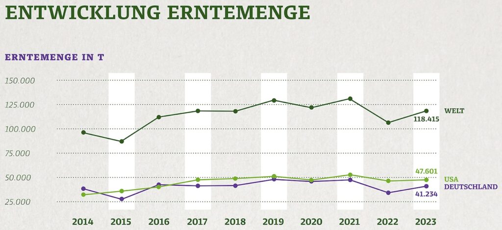Chart "Entwicklung der Hopfenernte"