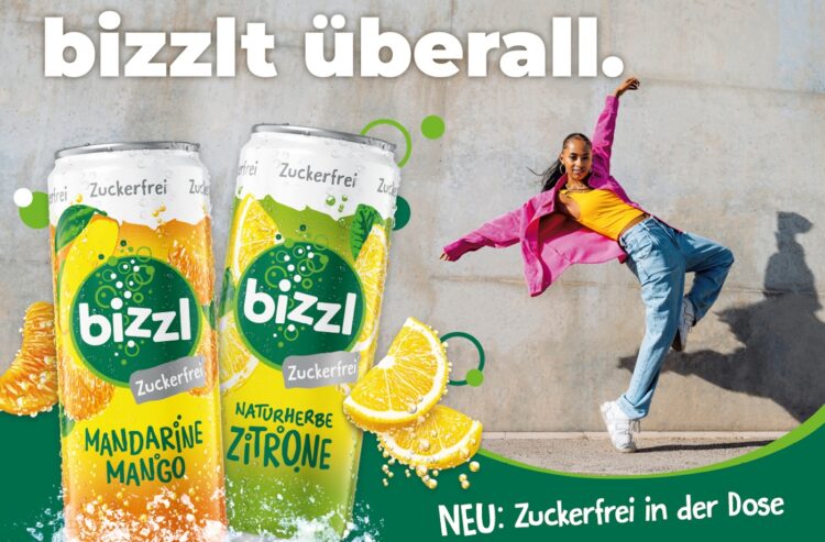 Werbung für Bizzl im neuen Gebinde