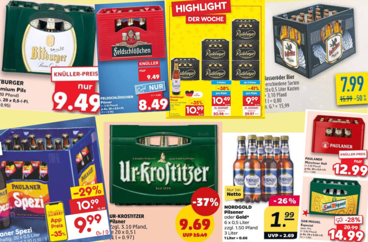 Collage von Angebotspreisen Bier