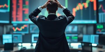 gestresster Manager vor Börsenkursen