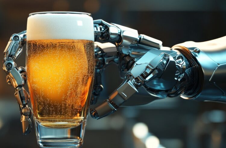 Roboterhand mit einem Bierglas