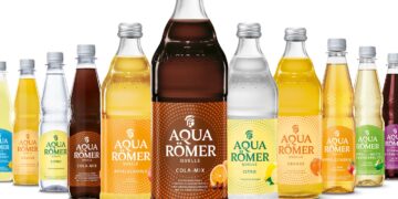 Die komplette Aqua Römer-Süßgetränke-Range mit den Neuheiten Cola-Mix, Citro und Orange