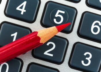 Taschenrechner mit Rotstift